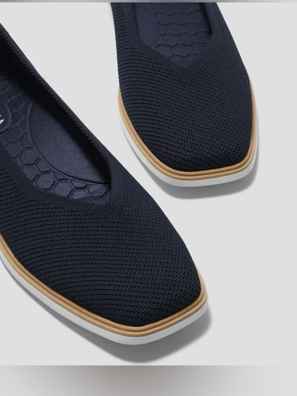 Vivaia Mabel Square Toe Flats Navy Blue